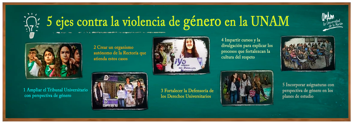5 ejes contra la violencia de género en la UNAM