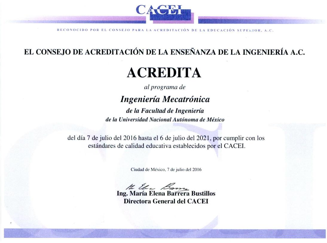 Facultad De Ingenieria Ingenieria Mecatronica